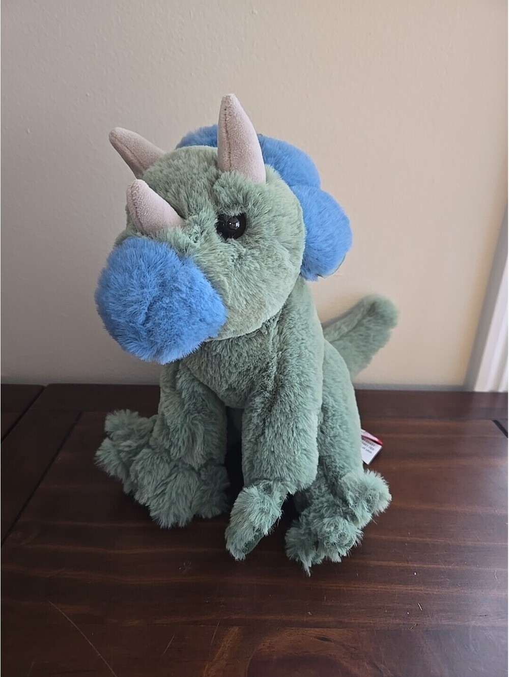 Douglas Cuddle Toy Roarie Plush Triceratops Dinosaur Stuffed Animal Blue Green